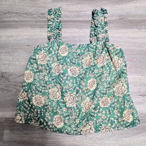 Evereve Green and Cream Floral Tank Top